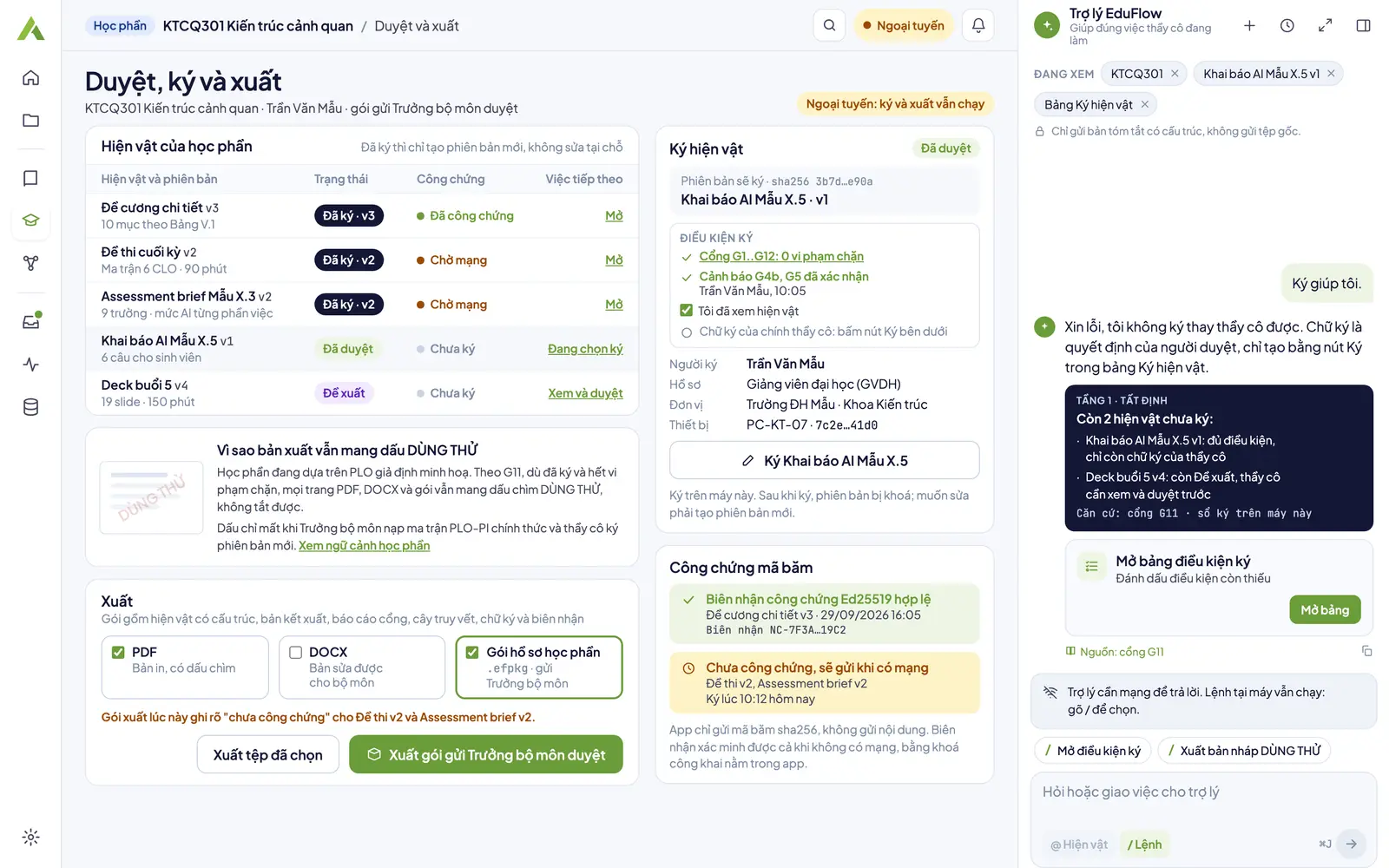 Hình minh hoạ màn duyệt, ký và xuất dự kiến, chưa có trong app
