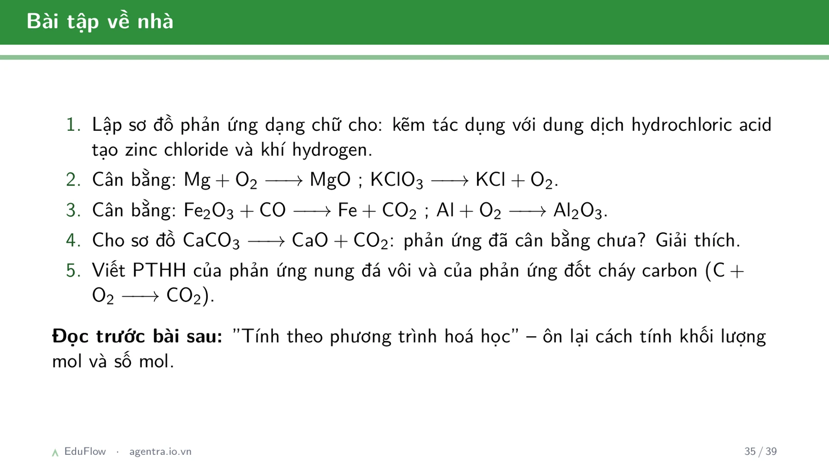 Phương trình hoá học — slide 35