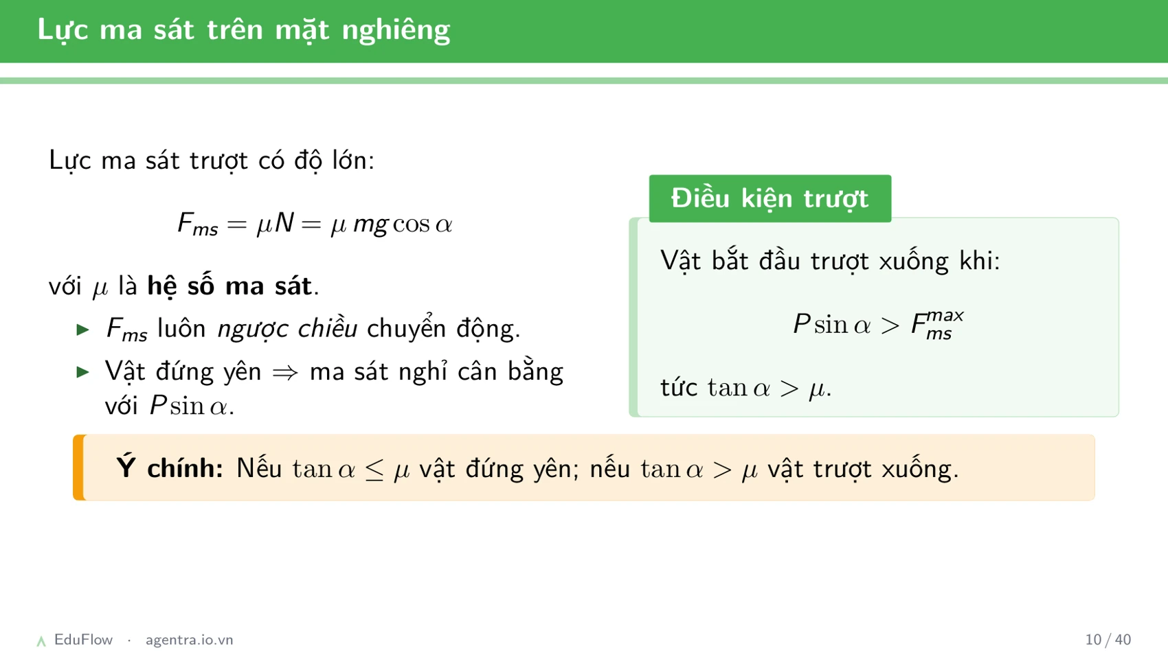 Lực và mặt phẳng nghiêng — slide 10