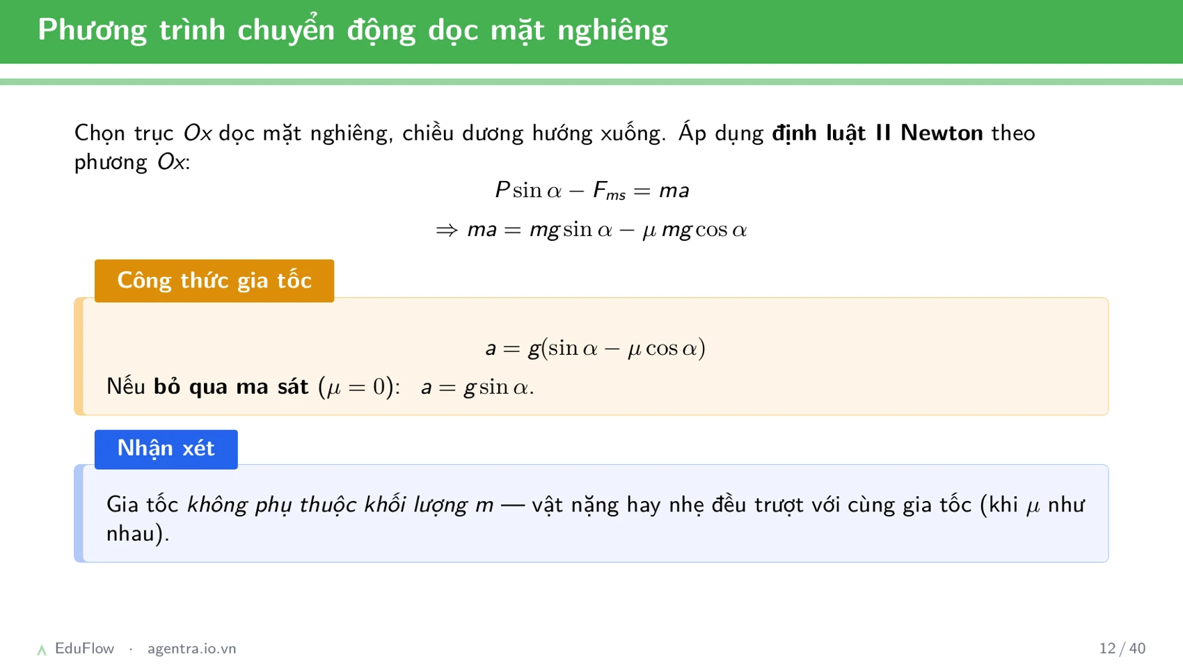 Lực và mặt phẳng nghiêng — slide 12