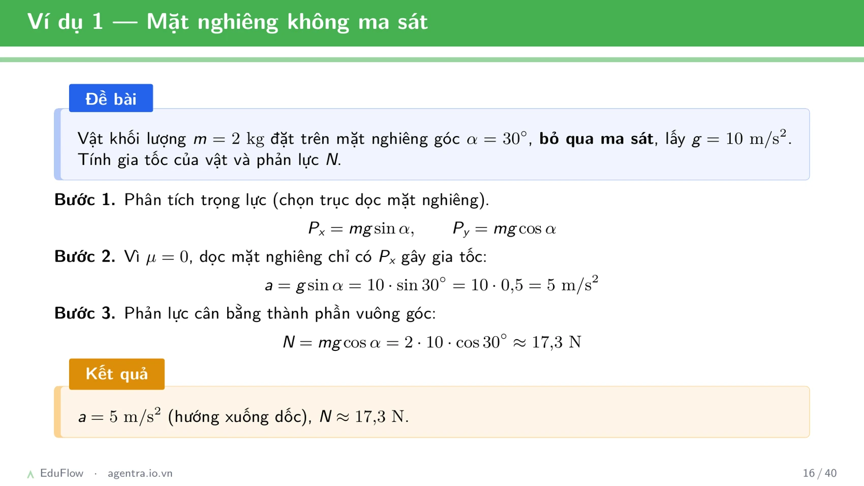 Lực và mặt phẳng nghiêng — slide 16