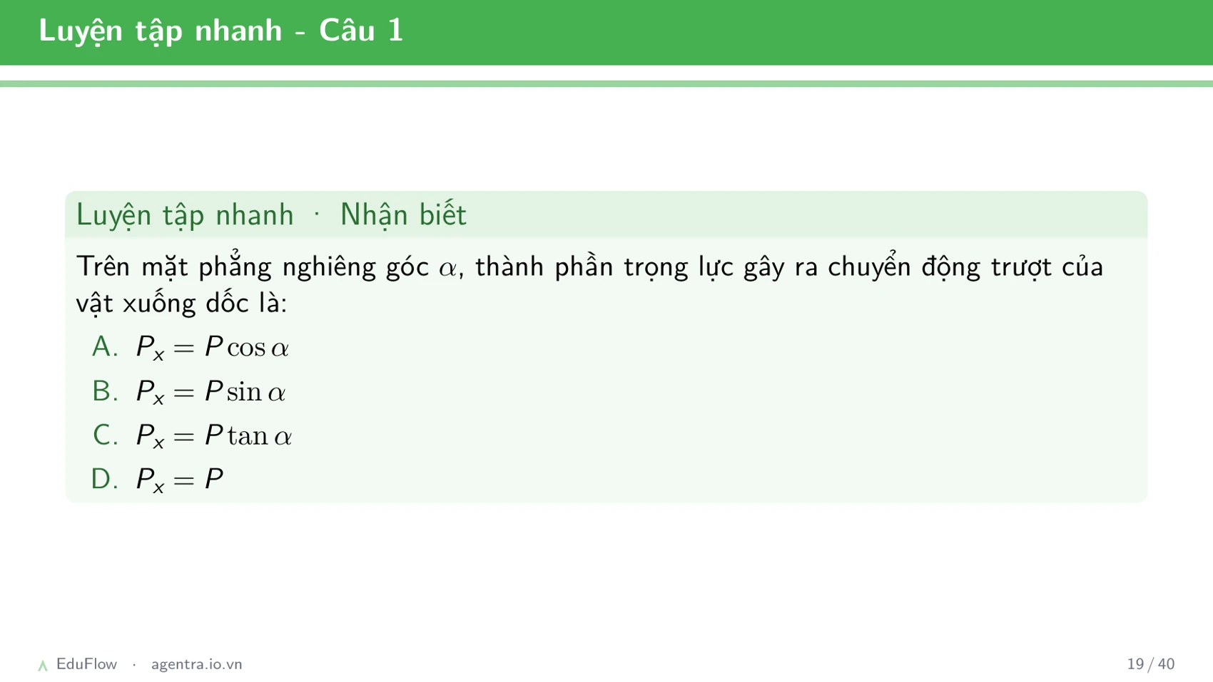 Lực và mặt phẳng nghiêng — slide 19