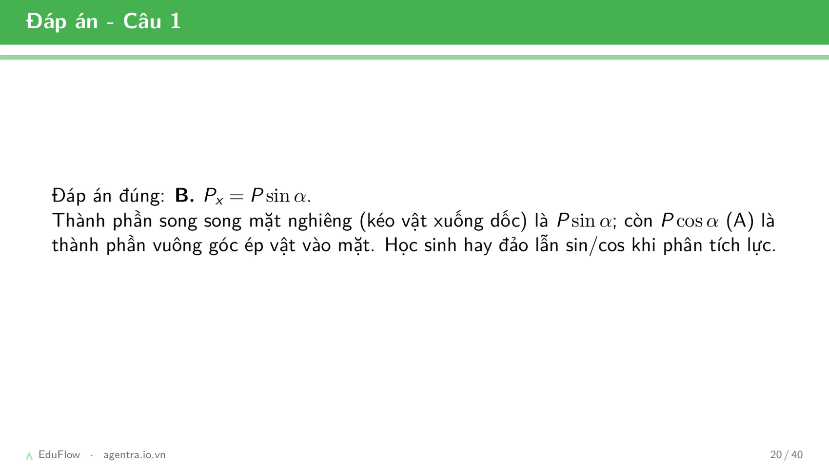 Lực và mặt phẳng nghiêng — slide 20