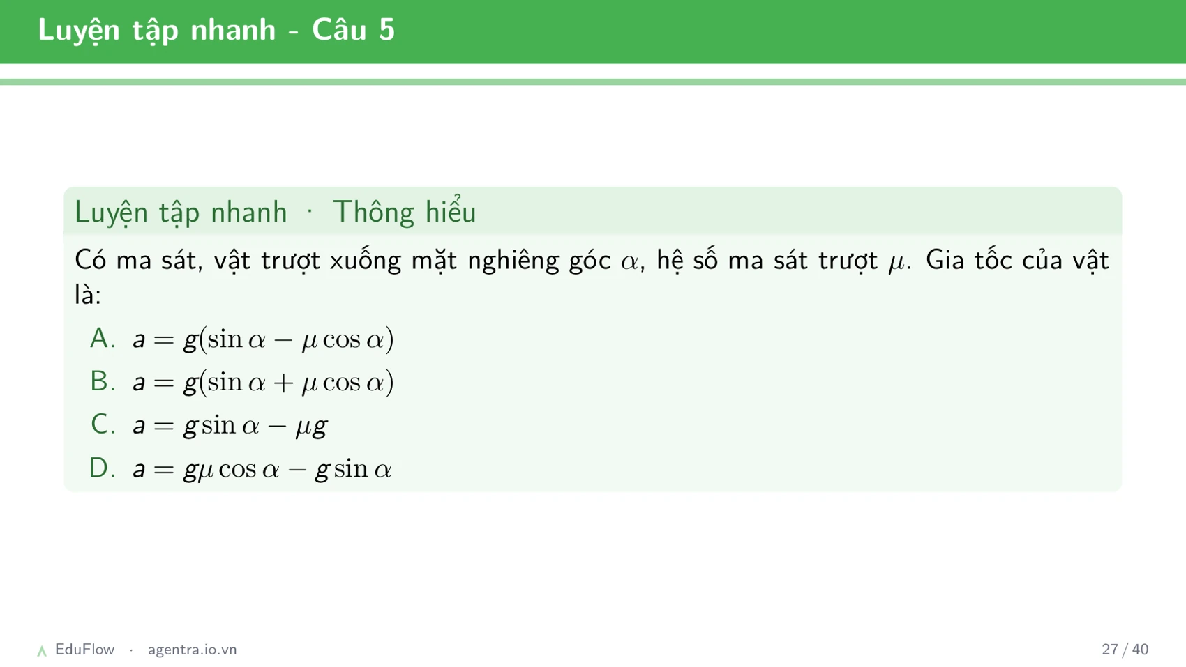 Lực và mặt phẳng nghiêng — slide 27