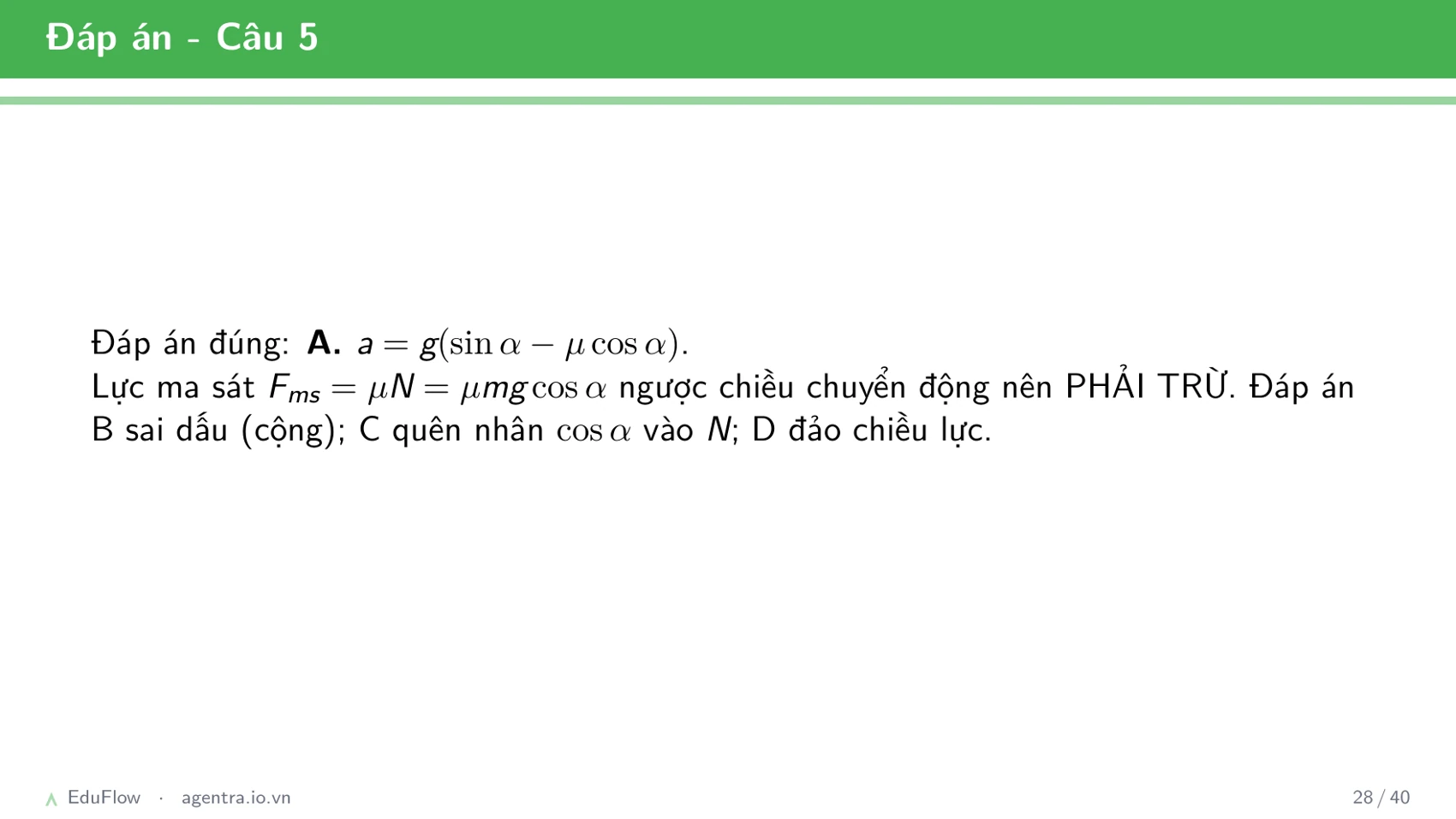 Lực và mặt phẳng nghiêng — slide 28