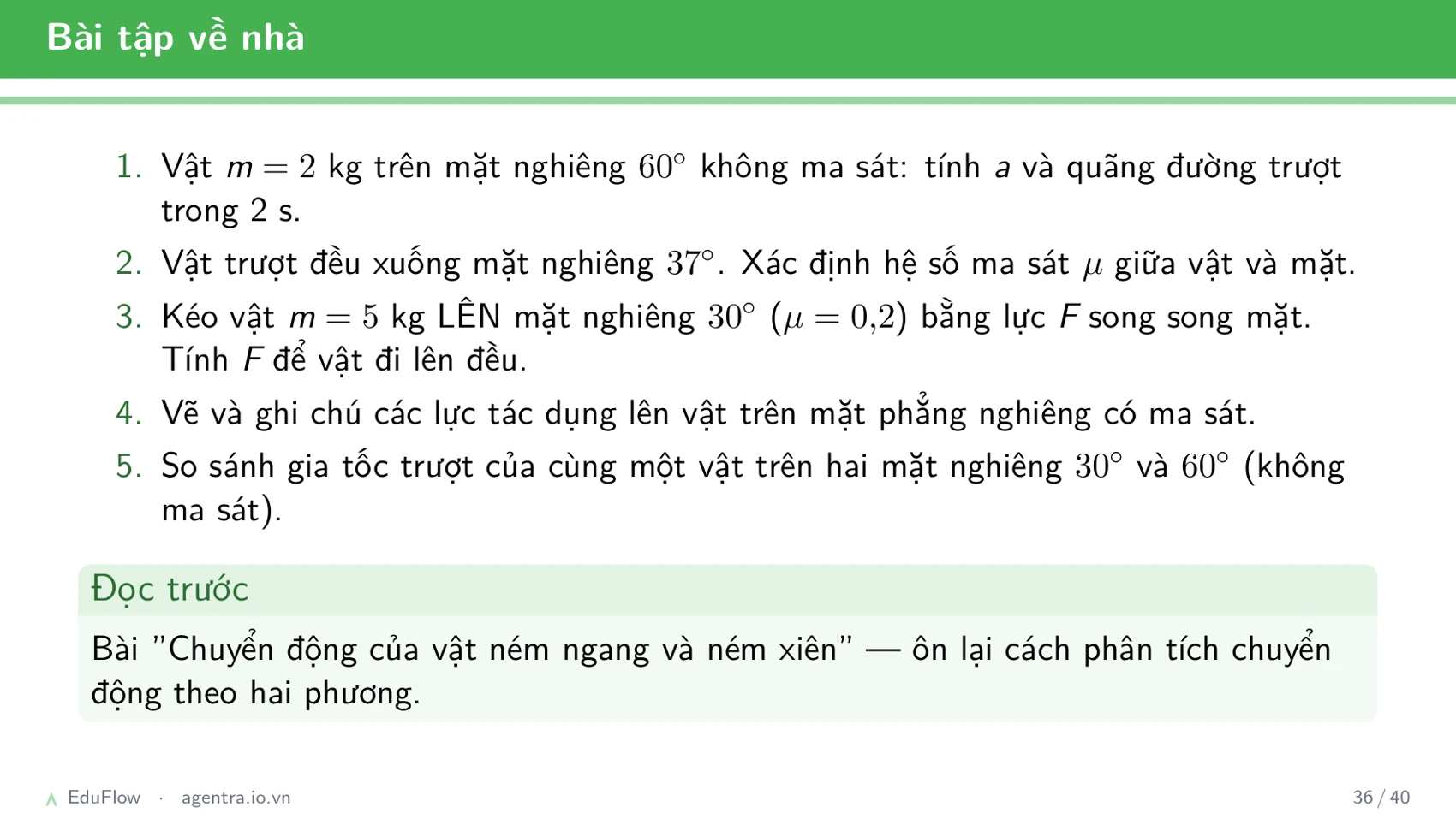Lực và mặt phẳng nghiêng — slide 36