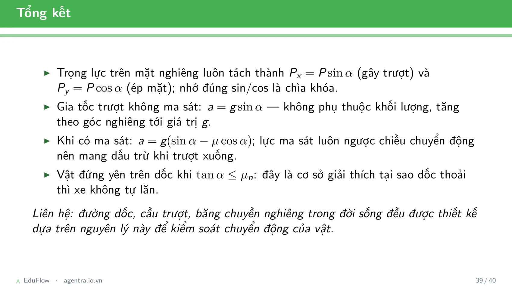 Lực và mặt phẳng nghiêng — slide 39