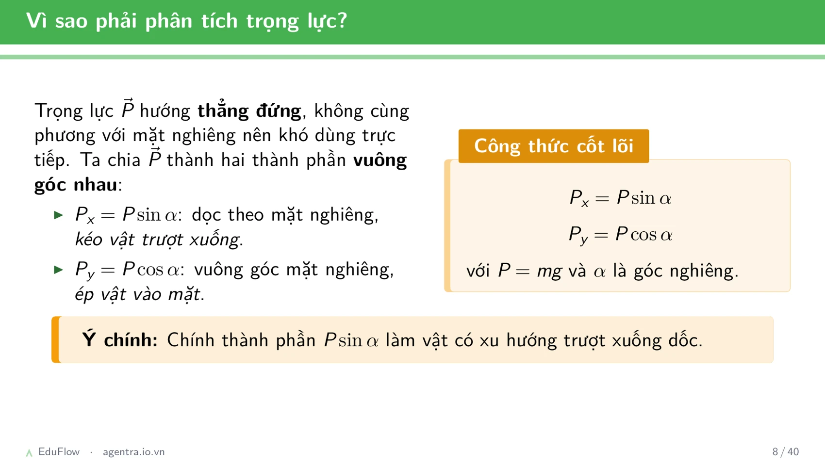 Lực và mặt phẳng nghiêng — slide 8