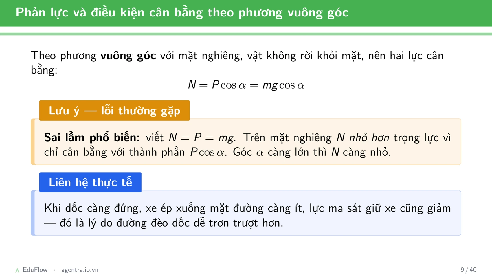 Lực và mặt phẳng nghiêng — slide 9
