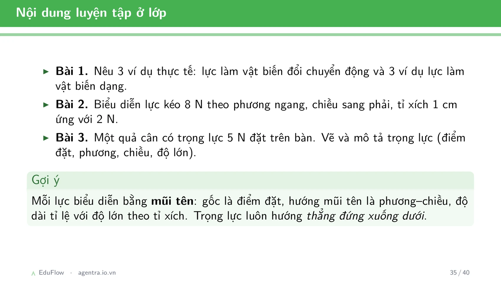 Lực và biểu diễn lực — slide 35