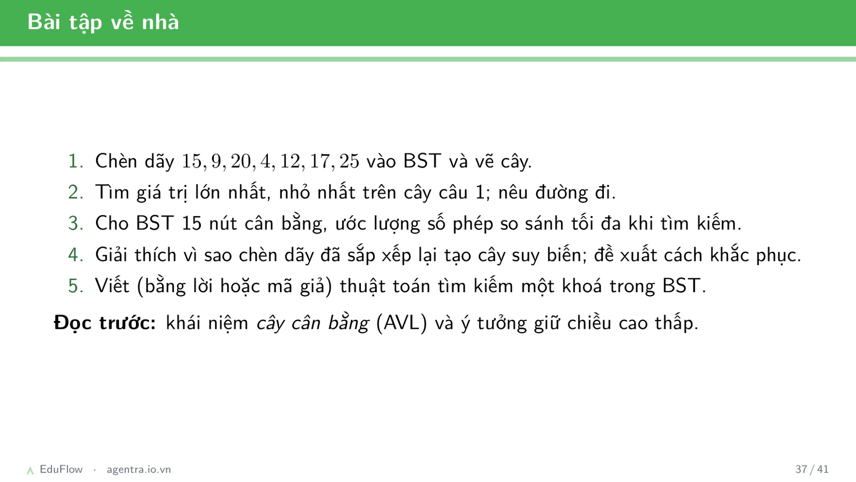 Cây nhị phân tìm kiếm — slide 37