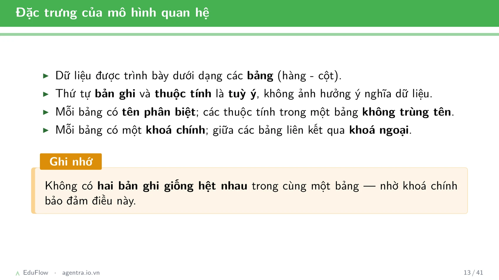 Cơ sở dữ liệu quan hệ — slide 13