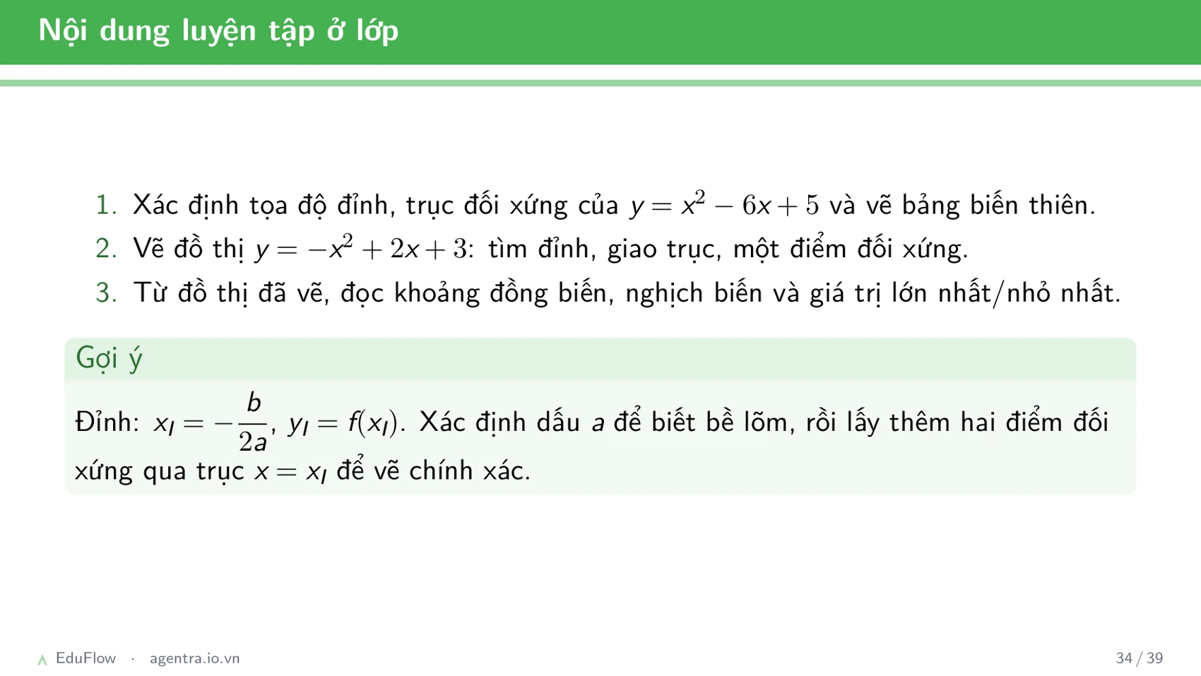 Đồ thị parabol — slide 34