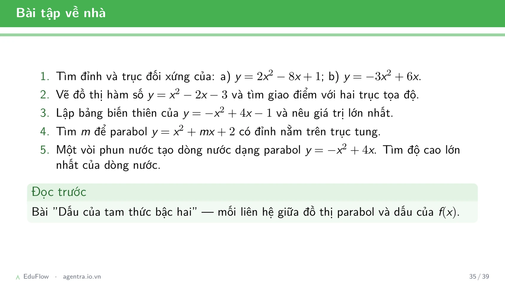Đồ thị parabol — slide 35