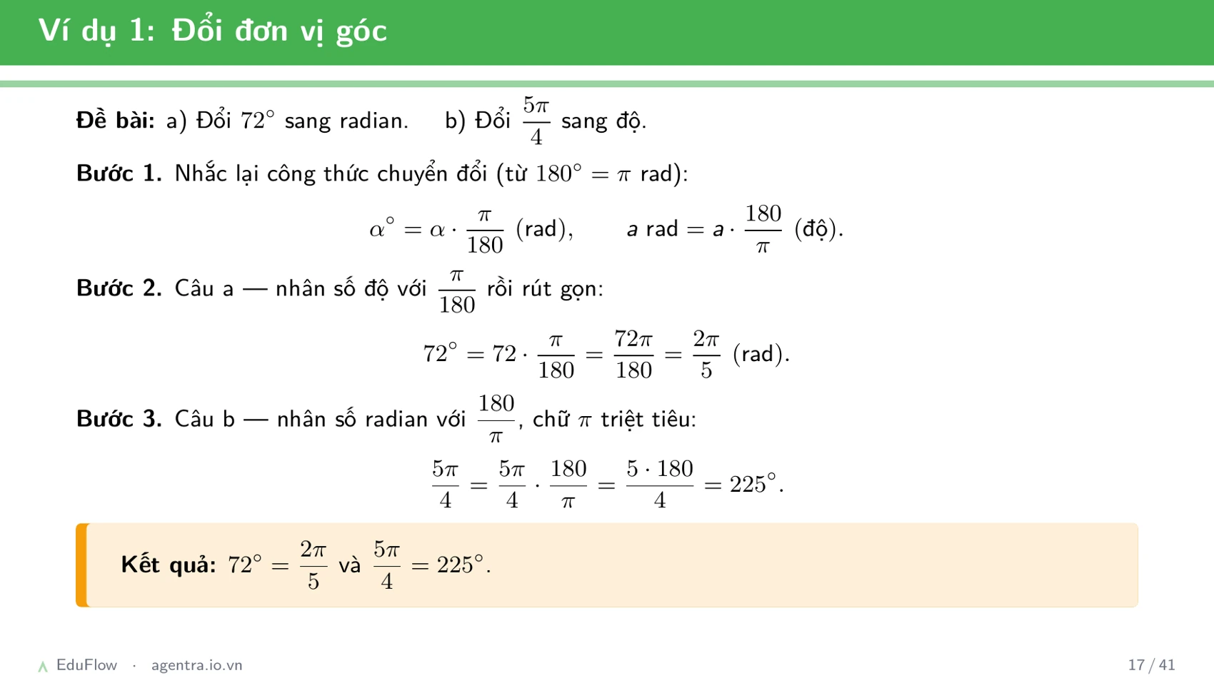 Cung và góc lượng giác — slide 17