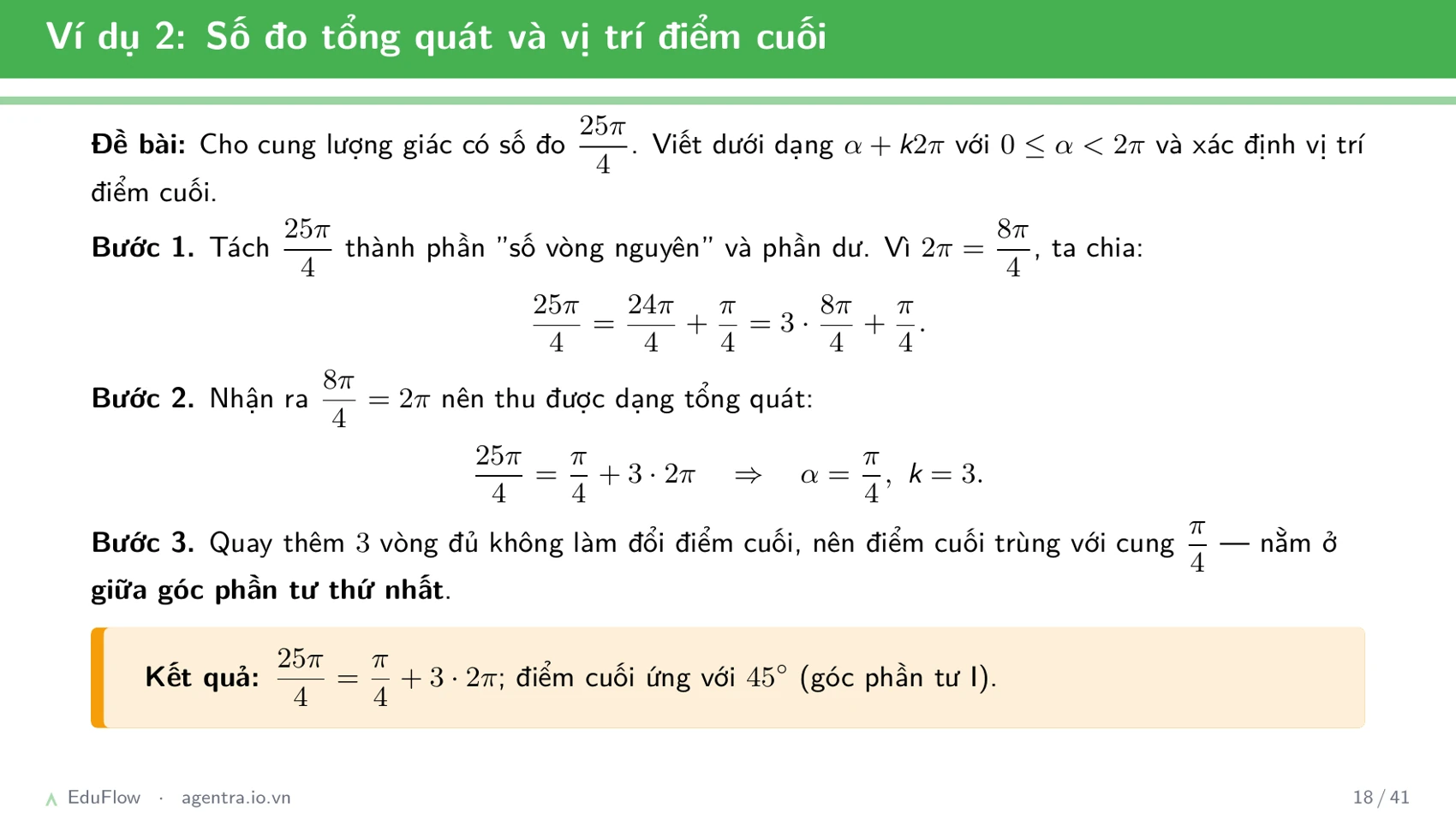 Cung và góc lượng giác — slide 18