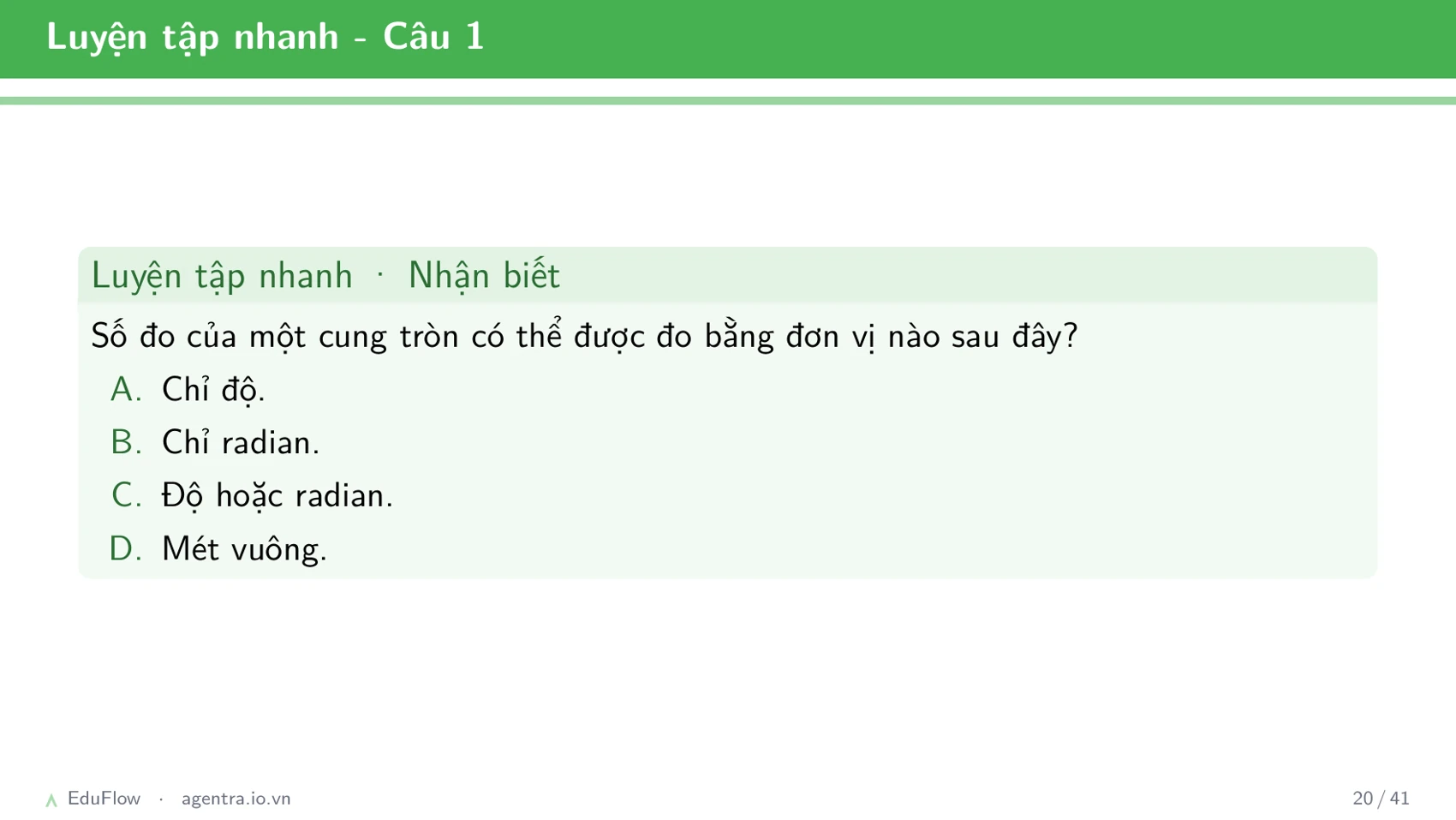 Cung và góc lượng giác — slide 20