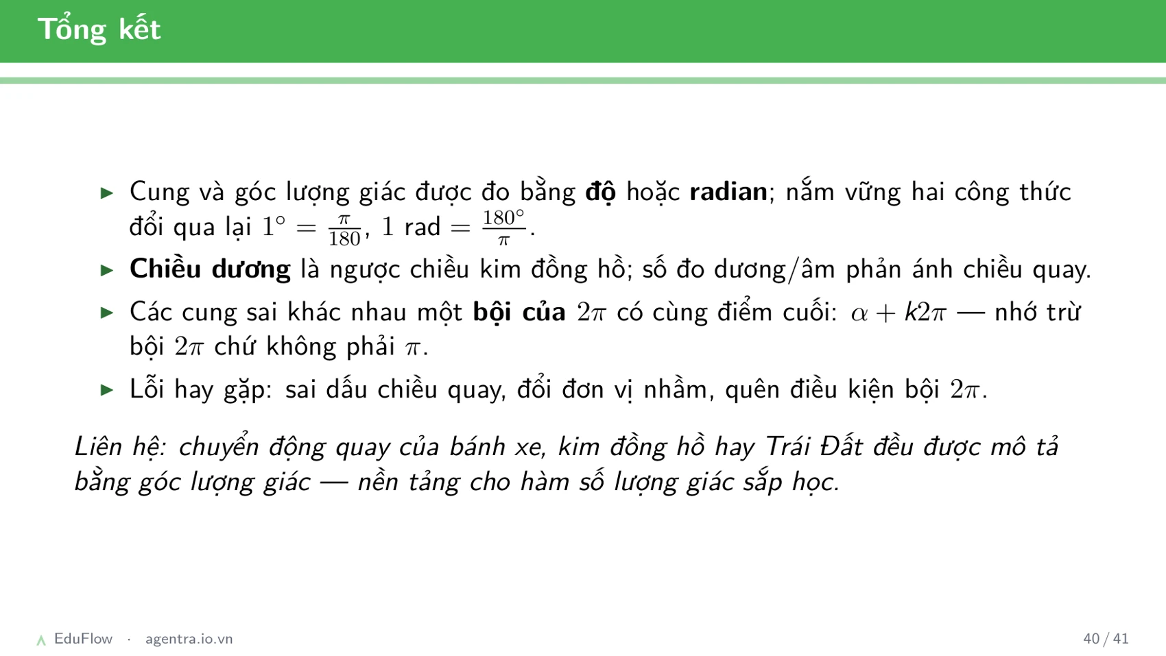 Cung và góc lượng giác — slide 40