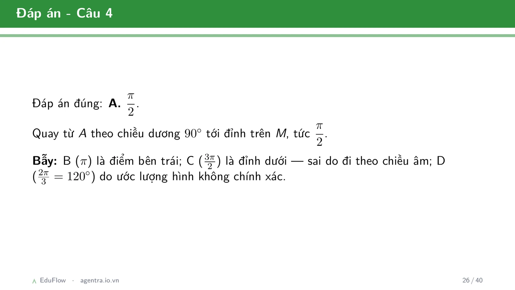 Góc lượng giác và giá trị lượng giác — slide 26