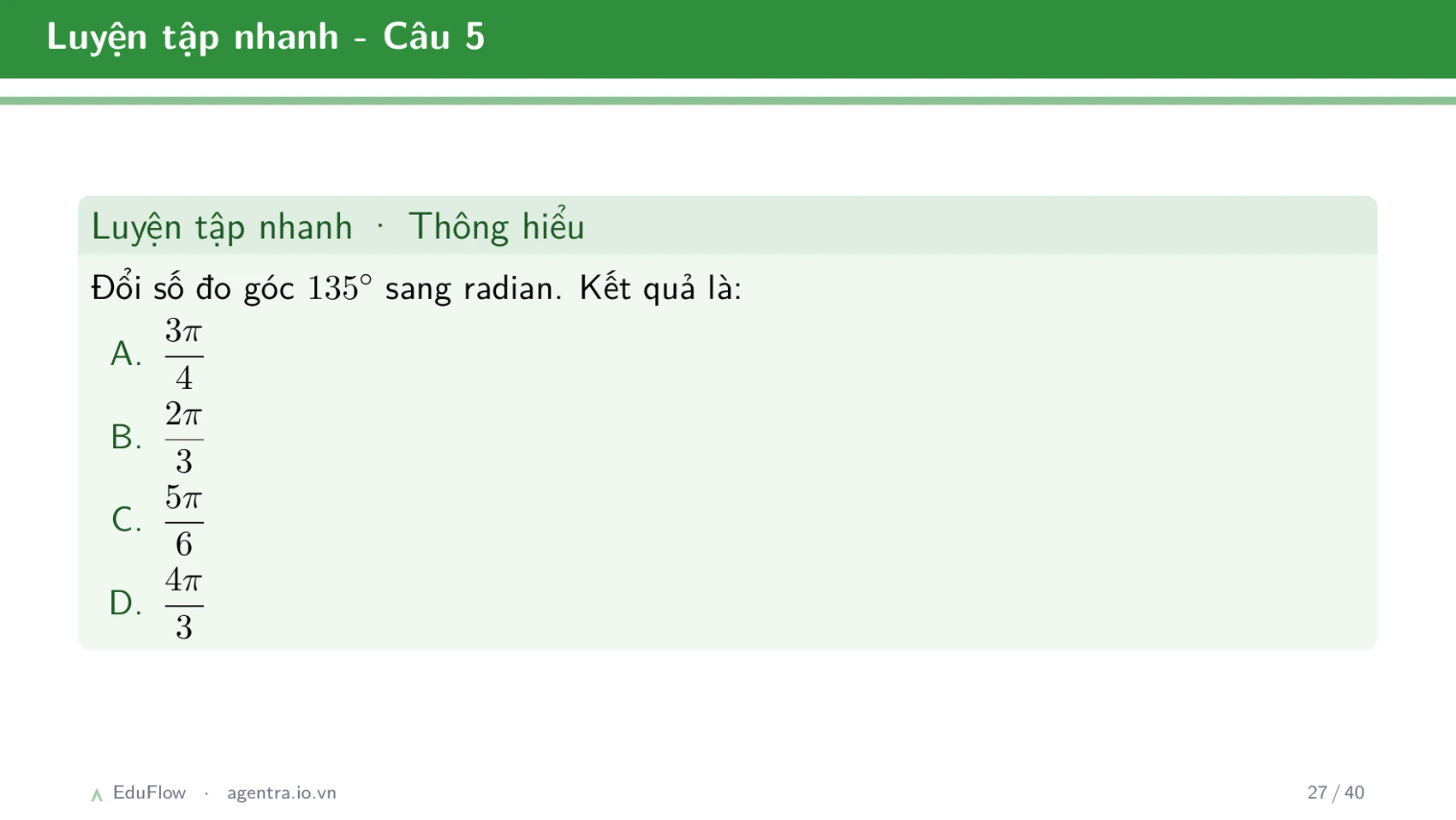 Góc lượng giác và giá trị lượng giác — slide 27