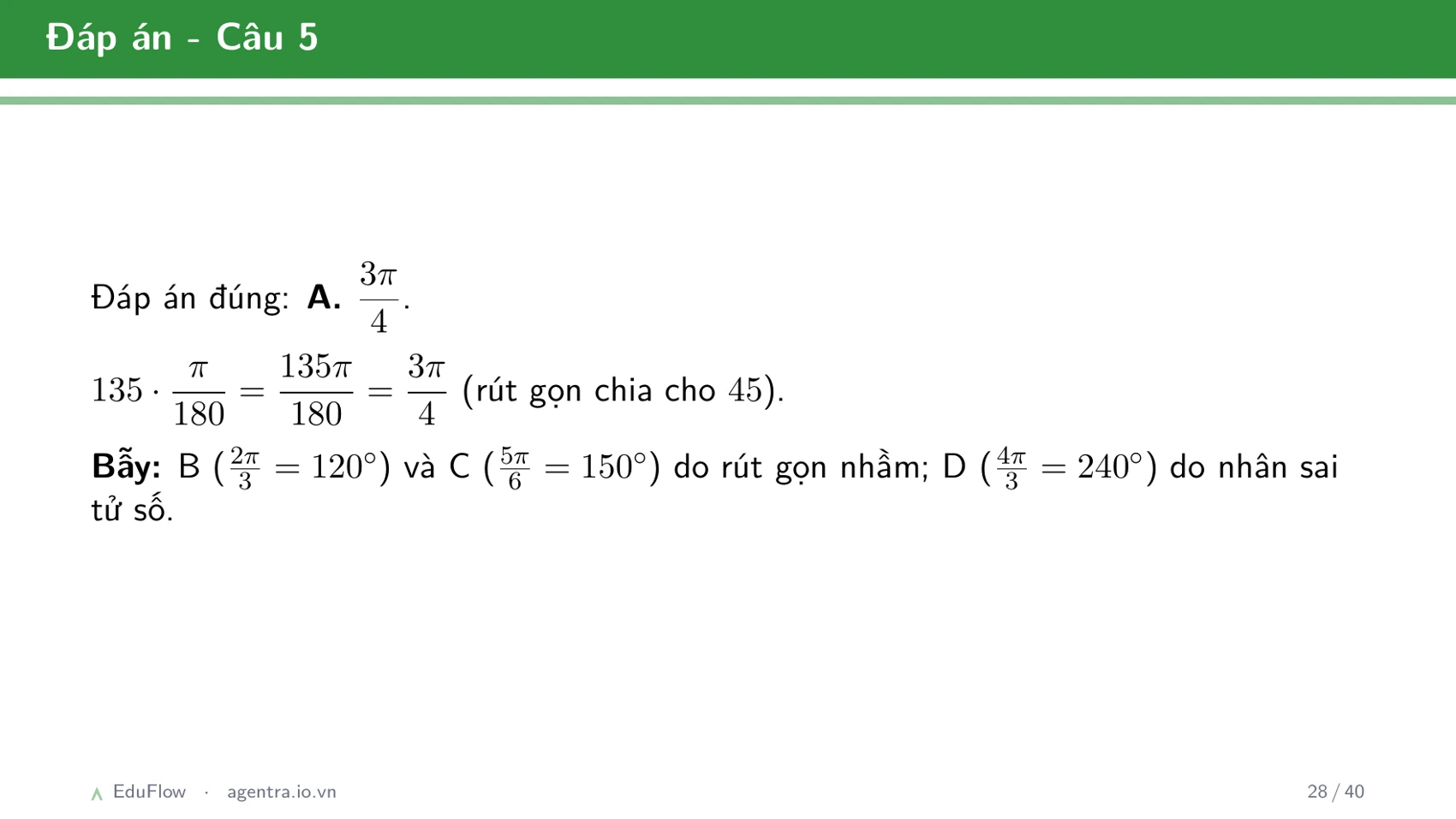 Góc lượng giác và giá trị lượng giác — slide 28