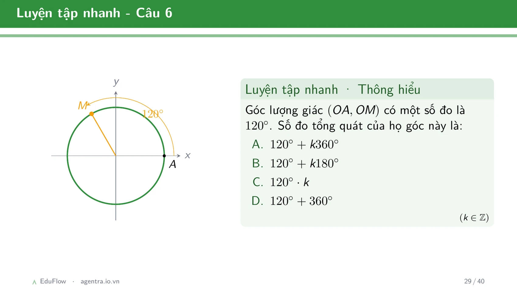 Góc lượng giác và giá trị lượng giác — slide 29