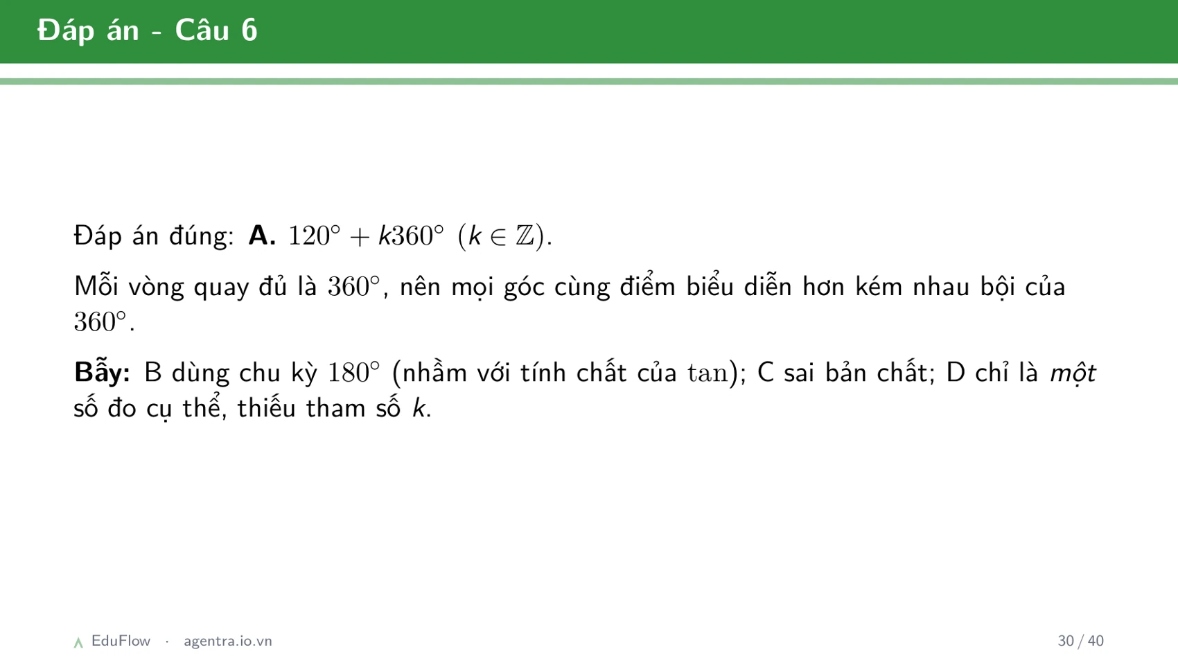Góc lượng giác và giá trị lượng giác — slide 30