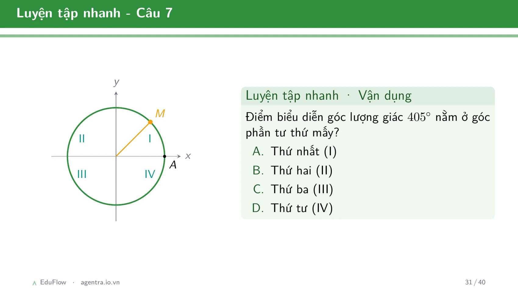 Góc lượng giác và giá trị lượng giác — slide 31