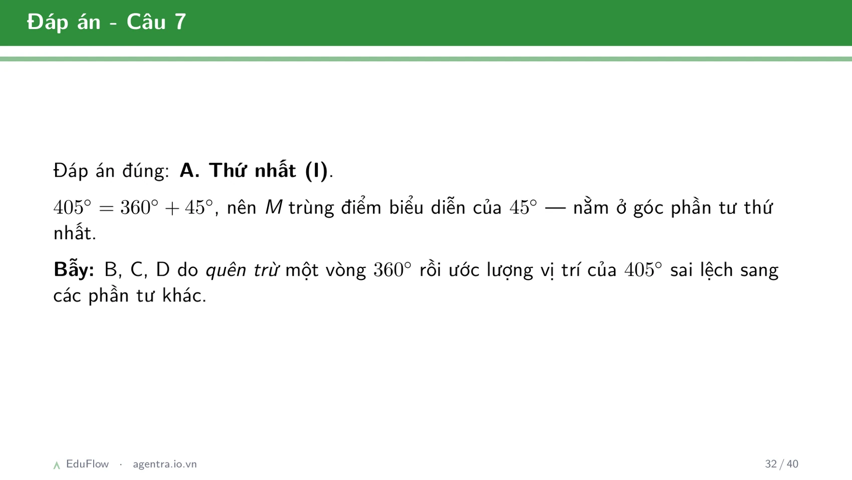 Góc lượng giác và giá trị lượng giác — slide 32