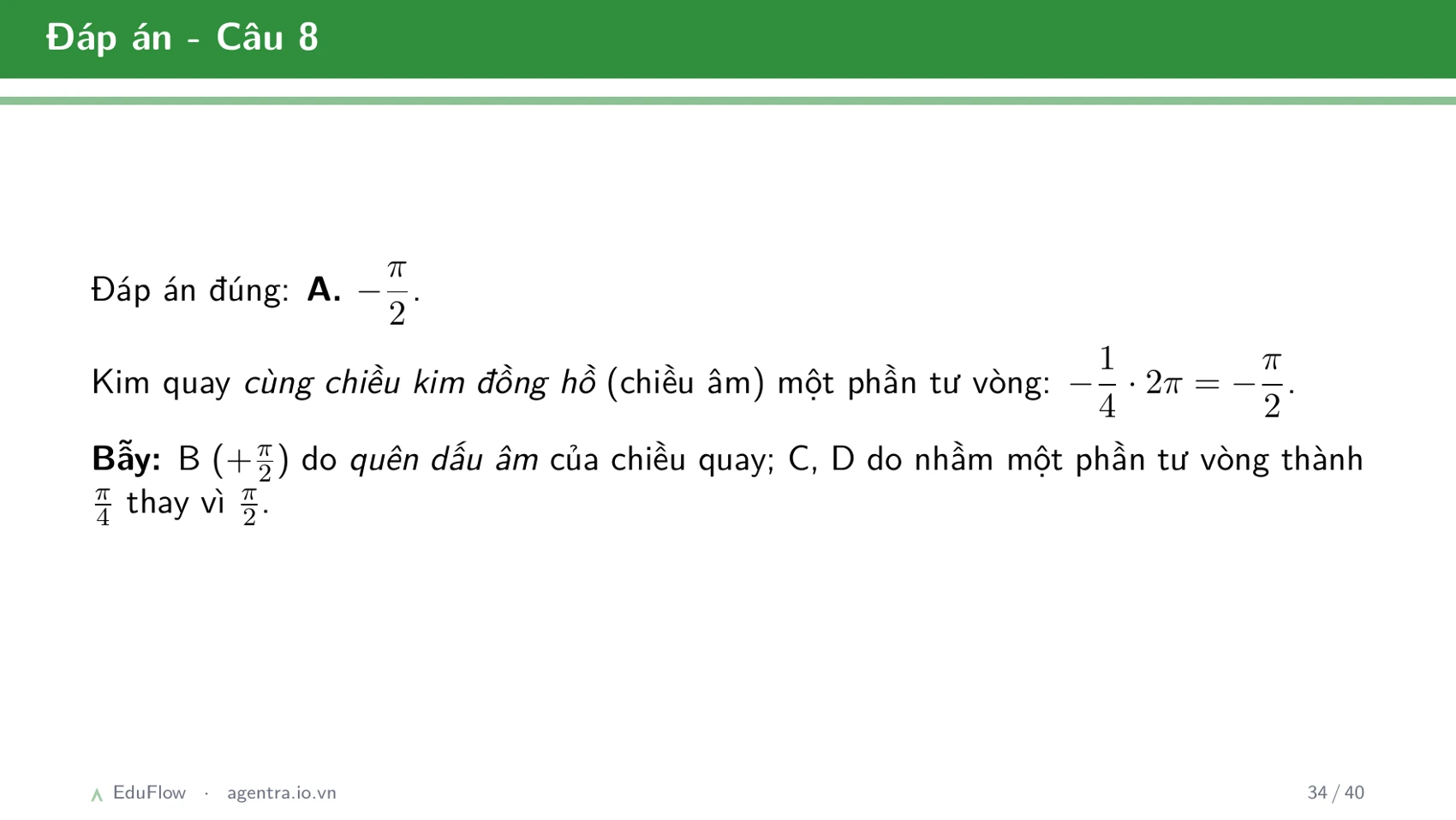 Góc lượng giác và giá trị lượng giác — slide 34