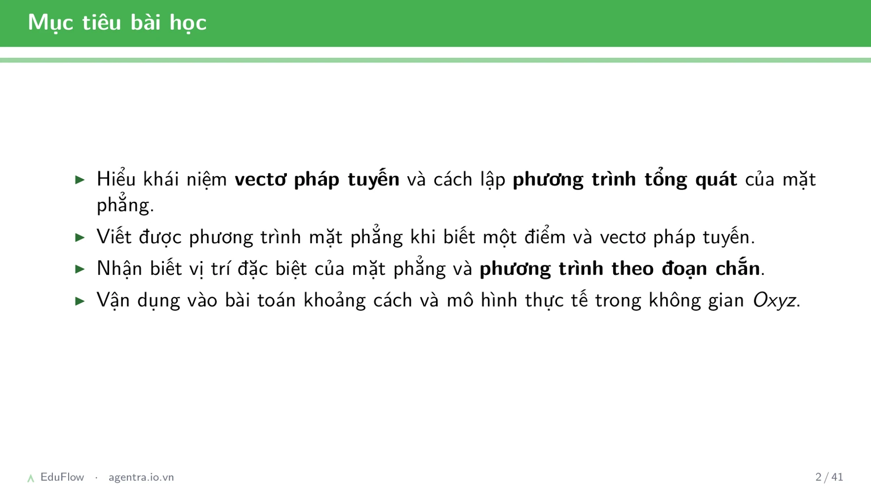 Phương trình mặt phẳng Oxyz — slide 2