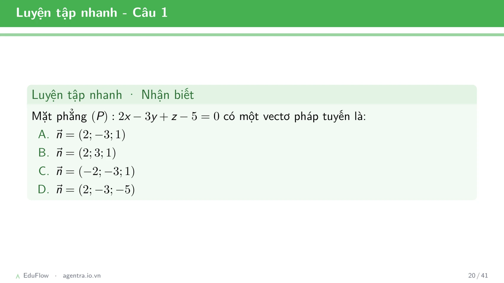 Phương trình mặt phẳng Oxyz — slide 20