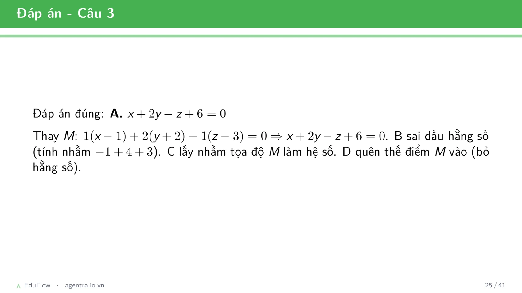 Phương trình mặt phẳng Oxyz — slide 25