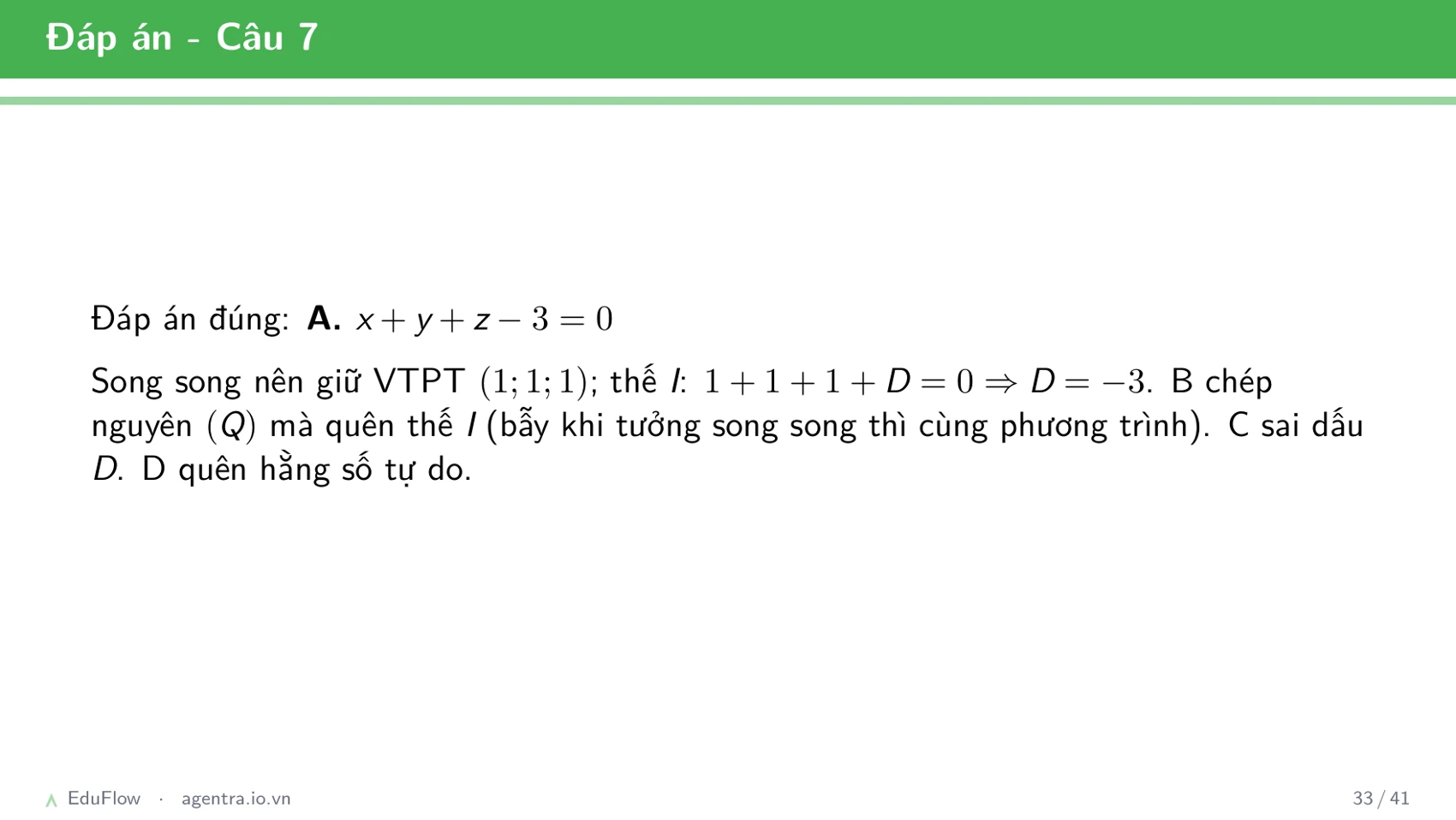 Phương trình mặt phẳng Oxyz — slide 33