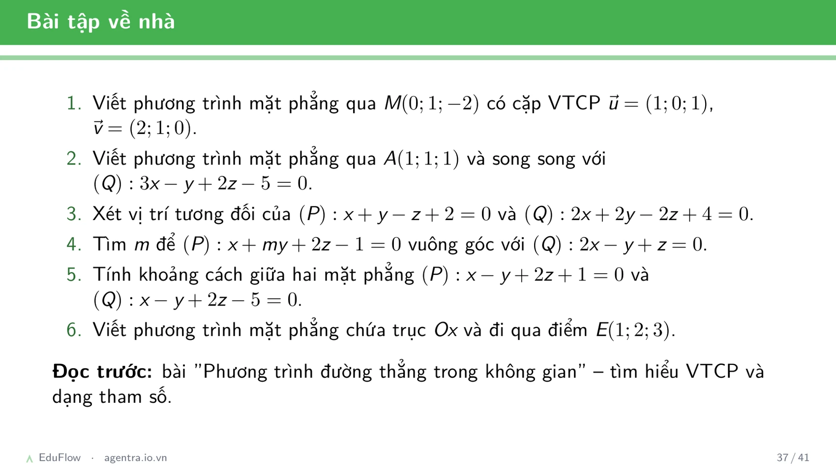 Phương trình mặt phẳng Oxyz — slide 37