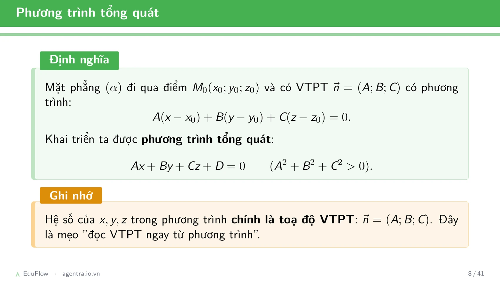 Phương trình mặt phẳng Oxyz — slide 8