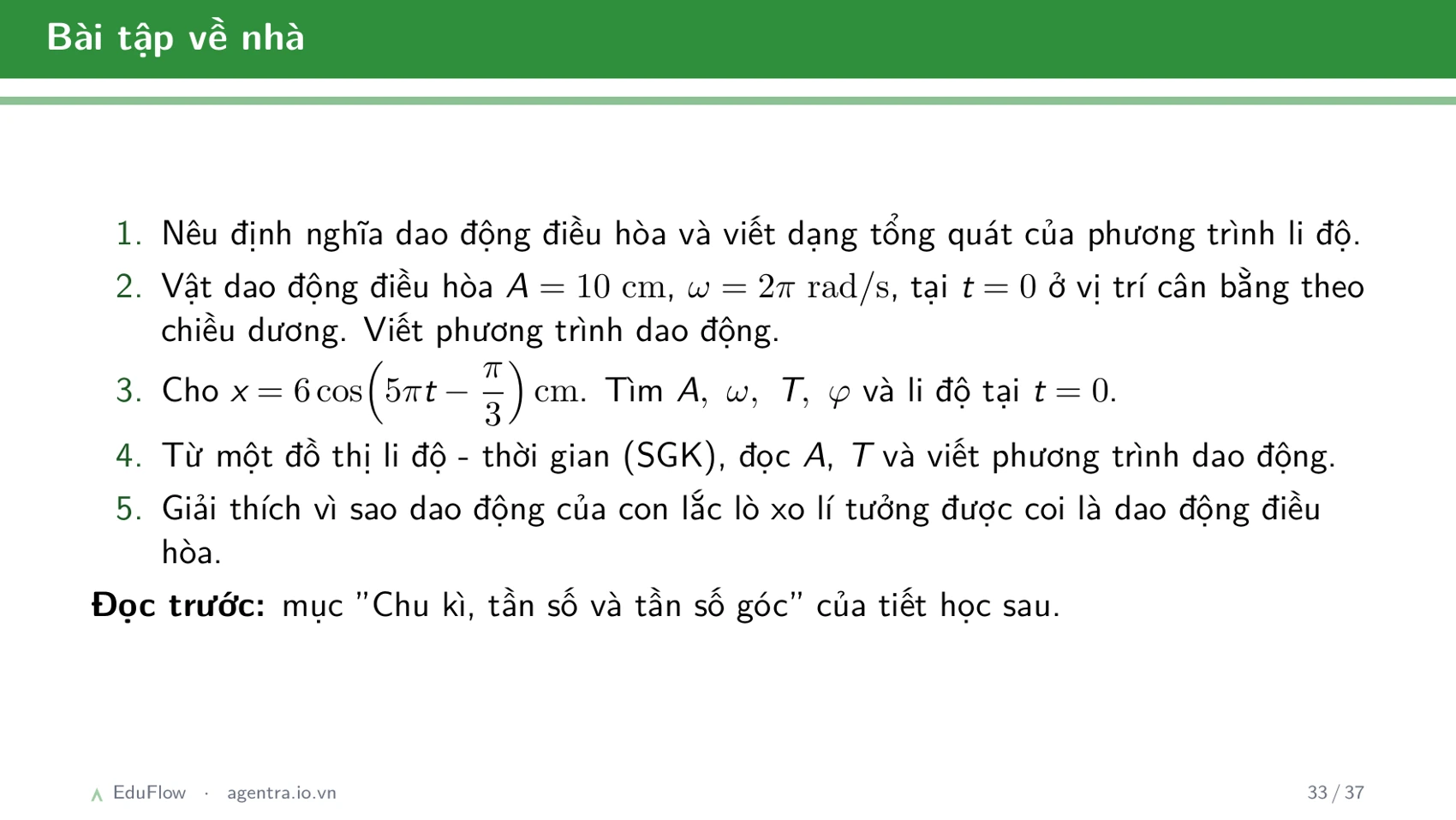 Dao động điều hòa và các đại lượng đặc trưng — slide 33
