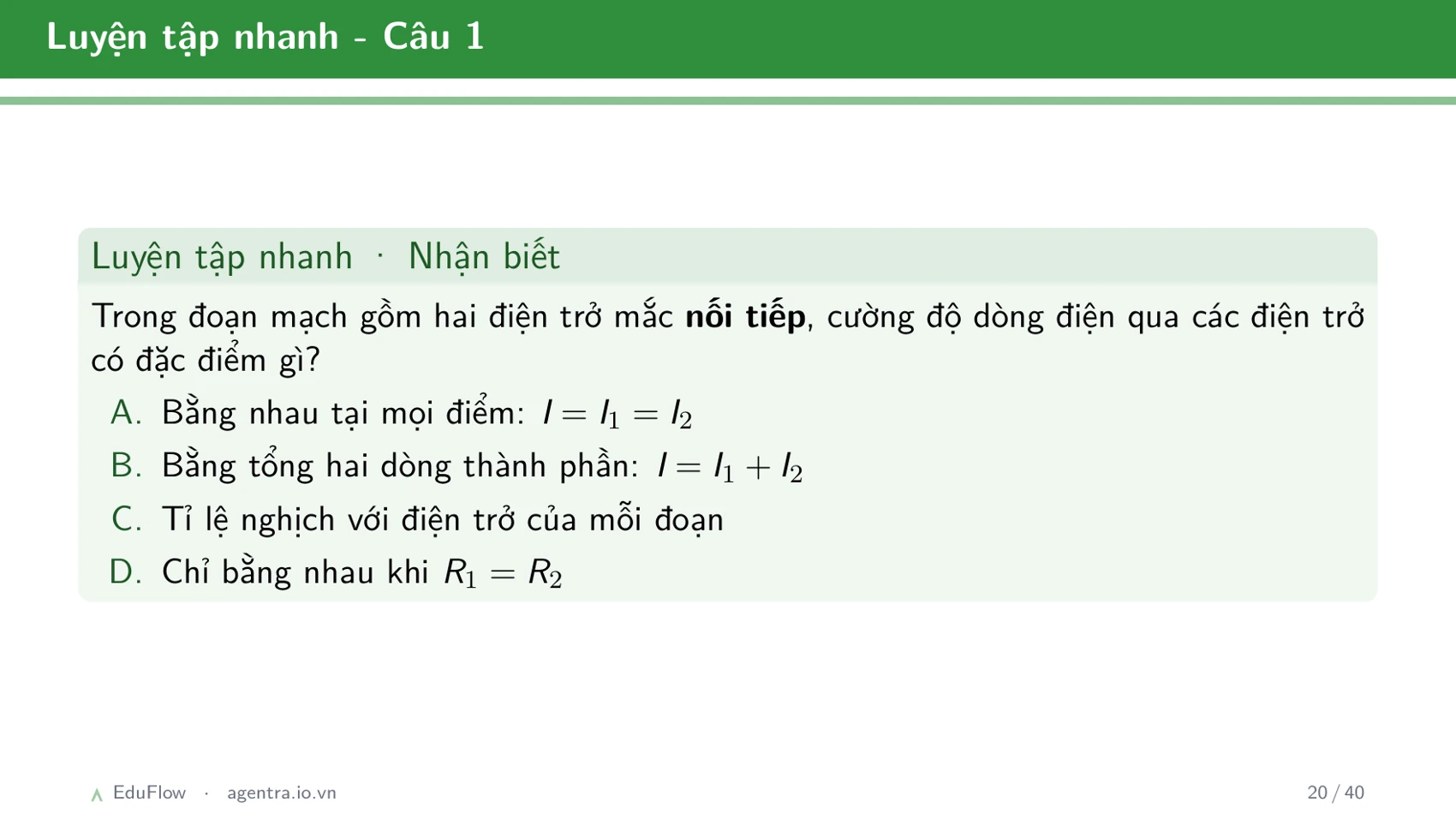 Thấu kính và ảnh của vật qua thấu kính — slide 20
